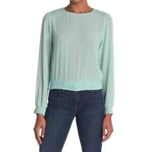 Socialite Mint Medium NEW Crochet Trim Smocked Waist & Sleeve Blouse